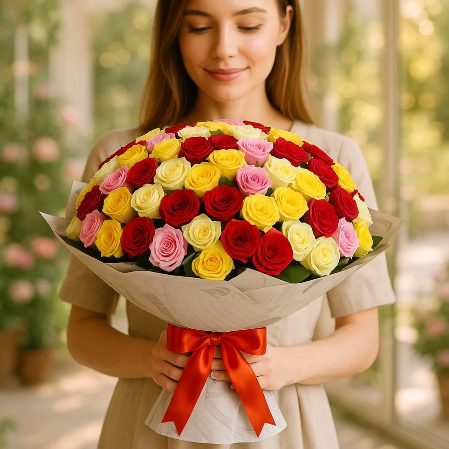 101 Mixed Color Rose Bouquet